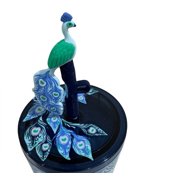 NWT Starbucks 2024Holiday Peacock 24 Oz cold cups Tumbler/ straw top￼ - Picture 4 of 5